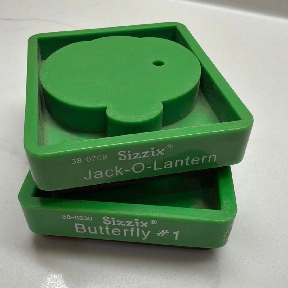 Two Green Sizzix Original Dies Crafting Scrapbooking Jack-O-Lantern Butterfly